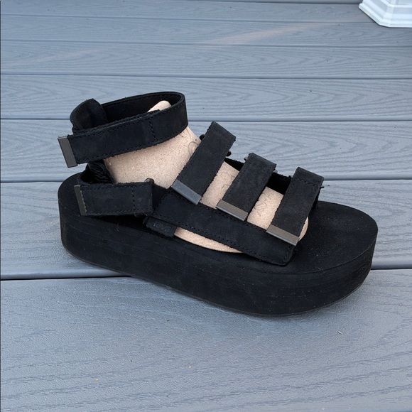 Teva Flatform Mevia Strappy Gladiator Platform Sandals Black Size 8 - Picture 7 of 17